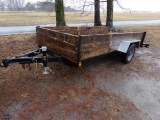 #4307 5' X 10' TRAILER SINGLE AXLE 20 INCH RAILS TRAILER JACK NO TITLE