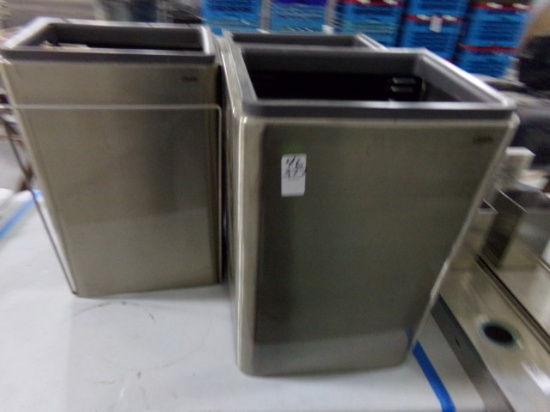 THREE STAINLESS STEEL CINTAS TRASH RECEPTACLES