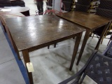 TWO HARDWOOD TABLES APPROX 36 INCH HIGH X 35 X 35