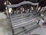 WROUGHT IRON AND WOODEN BENCH APPROX 50 INCH ACROSS