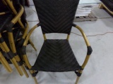 SIX CHAIRS ALUM WITH BAMBOO STYLE PAINT AND VINYL SEAT AND BACK 29 INCH TO