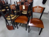 12 POWDERED COATED CHAIRS WOODEN BACK AND SEATS