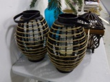 PAIR BASKET CANDLE HOLDERS APPROX 16