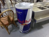 RED BULL COOLER ON CASTERS APPROX 3 FT TALL