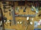 CONTENTS OF GARAGE WALL INCLUDING PIPE WRENCHES CLAMPS HAMMERS OPEN END WRE