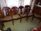 SET OF FIVE MAHOGANY CHAIRS INCLUDING ONE ARM CHAIR ONE CHAIR HAS REPAIRS