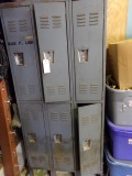 SET OF SIX LOCKERS WITH CONTENTS INCLUDING STRAWBERRY BASKETS CLEANING SUPP