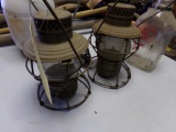 PAIR PENNSYLVANIA RAILROAD LANTERNS AND LEWES DAIRY MILK BOTTLE