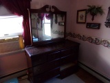 FOUR PIECE MAHOGANY BEDROOM SET TO INCLUDE CHEST ON CHEST EIGHT DRAWER BURE