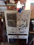 ANTIQUE PIE SAFE INCLUDING CONTENTS OF PAINT AND APPLICATORS