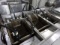 A BANK OF 4 HOBART DEEP FRYERS MOD 4HFC50S ELECTRIC ON CASTERS