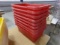 9 RED PLASTIC TOTES APPROX 16 X 24