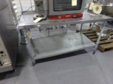 60 INCH STAINLESS STEEL TABLE WITH SHELF HOLE IN TOP LEFT SIDE