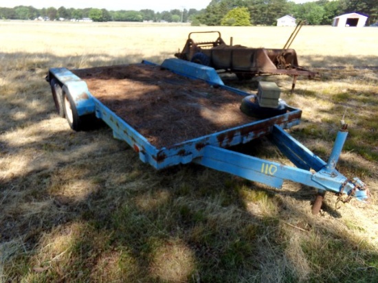 18' TANDEM AXLE TRAILER 14' DECK BY CREIGHTON NO TITLE