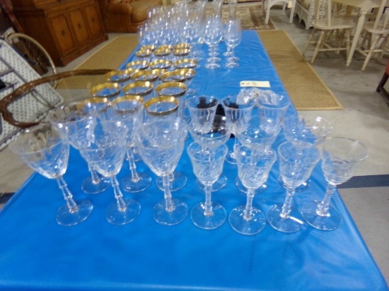 LARGE COLLECTION CRYSTAL STEMWARE APPROXIMATELY 40 PIECES