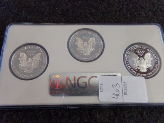 2001-2003 SILVER EAGLES ONE DOLLAR PF 69 ULTRA CAMEO NGC