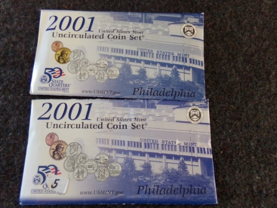 2  2001 UNCIRCULATED COIN SET UNITED STATES MINT PHILADELPHIA