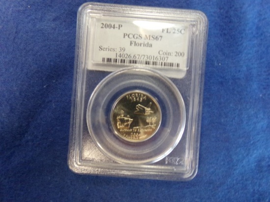 "5 2004-P  FL 25C  PCGS MS67  FLORIDA