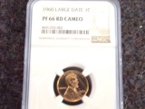 1960 LARGE DATE 1C PF 66 RD CAMEO