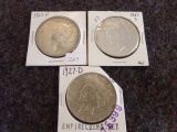 1927 3 PEACE DOLLARS