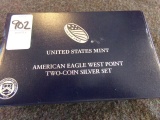 UNITED STATES MINT AMERICAN EAGLE WEST POINT 2- COIN SILVER SET