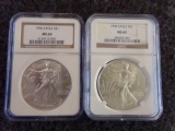 (2) 1996 SILVER EAGLE $1 1O435  MS69 NGC