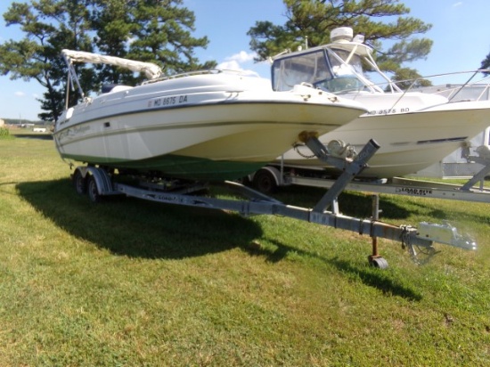 #3501 1999 BAYLINER 24' DECK BOAT MERCURY I/O WITH MERCRUISER 5.0 LIGHTENIN