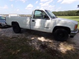 #1908 1988 CHEVY C3500 2WD REG CAB 159572 MILES AUTO TRANS 8' BED TRAILER B