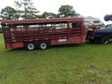 #2301 1990 GOOSENECK LIVESTOCK TRAILER APPROX 24' NO BRAKES SIDE AND BACK D