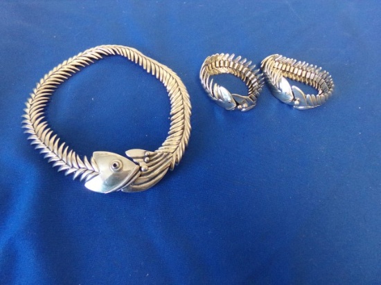 3PC STERLING FISH DESIGN( 11.01 Toz)