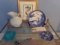 MISC LOT PORCELAIN GLASS AND WATER COLOR