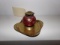 ANTIQUE ART INKWELL BRASS AND GLASS LOETZ