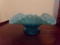 BLUE OPALESCENT GLASS FLUTED BOWL