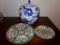 CONTEMPORARY CHINESE MELON JAR AND 2 FAMILLE ROSE PLATES