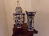 20TH CENTURY DELFT GINGER JAR AND VASE
