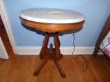 ANTIQUE OVAL MARBLE TOP TABLE