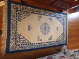 3 CHINESE RUGS BLUE AND WHITE APPROX 3 X 6