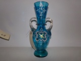 19TH CENTURY GLASS VASE MOSER STYLE WITH BIRD 12