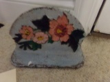 ANTIQUE CAST IRON PAINTED FLOWERS DOOR STOP