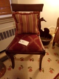 WALNUT SIDE CHAIR WITH THROW PILLOW