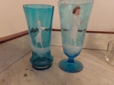 2 ANTIQUE MARY GREGORY PIECES TUMBLE AND VASE