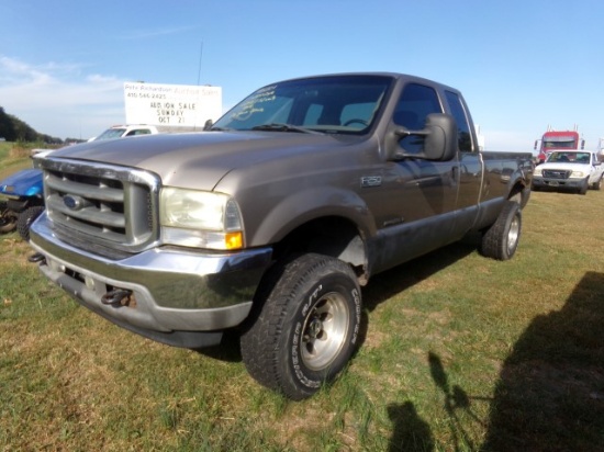 #5201 2002 FORD 7.3 DIESEL 4X4 250232 MILES AUTO TRANS EXT CAB CRUISE KENWO