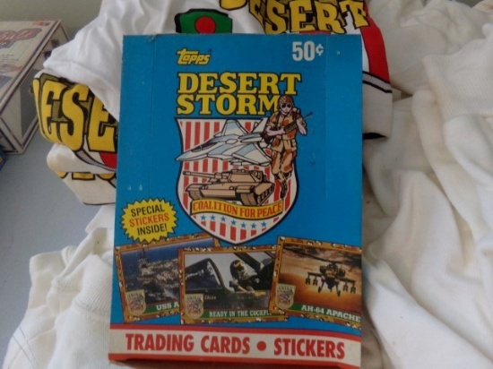 LOT OF DESSERT STORM SWEAT SHIRTS ALL SIZES AND DESSERT STORM TRADING CARDS