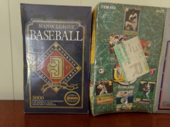 FOUR BOXES UNOPENED DONRUSS LEAF PENTACLE AND TOPPS BASEBALL CARDS