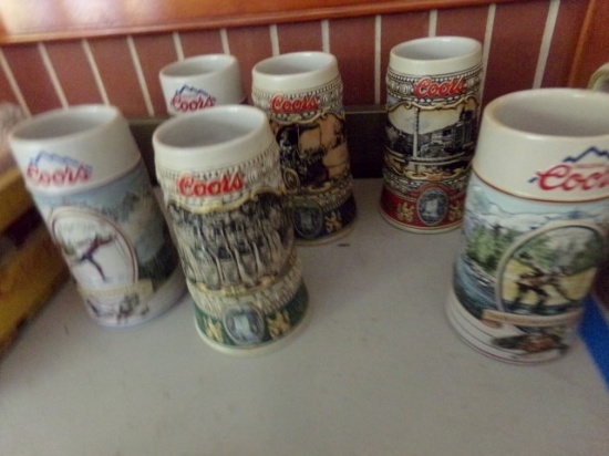 COLLECTION OF SIX COORS BEER STEINS