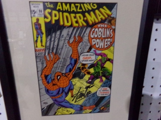 THE AMAZING SPIDER MAN COMIC FRAMED UNDER GLASS SIGNED APPROX 15 X 12