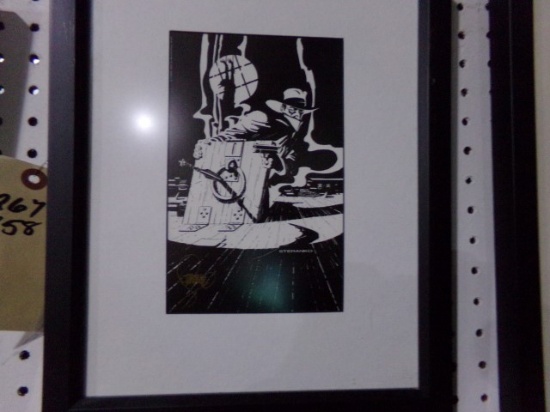 FRAMED UNDER GLASS BLACK AND WHITE STERANKO PRINT SIGNED BY STERANKO APPROX