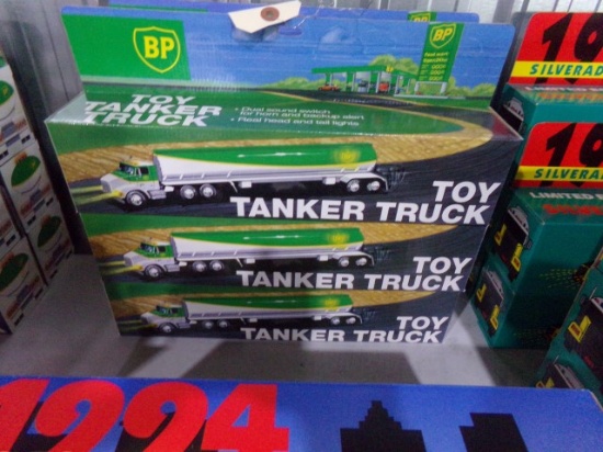 SIX NEW IN BOX BP TOY TANKER TRUCK DUAL SOUND SWITCH FOR HORN AND BACKUP RE