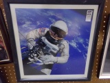 FRAMED PHOTO UNDERGLASS OF ASTRONAUT APPROX 18 X 18