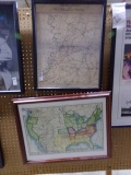 PAIR OF MAPS FRAMED UNDER GLASS UL FORCES AGAINST VICKSBURG AND UNITED STAT